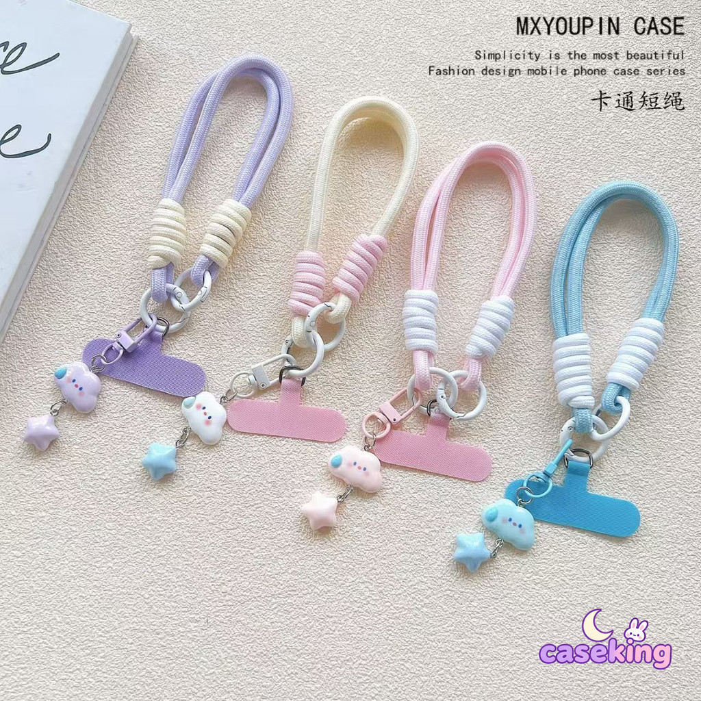 Dễ thương Cloud Star Trang trí Điện thoại di động Dây đeo cổ tay Khóa lò xo đôi Móc khóa máy ảnh