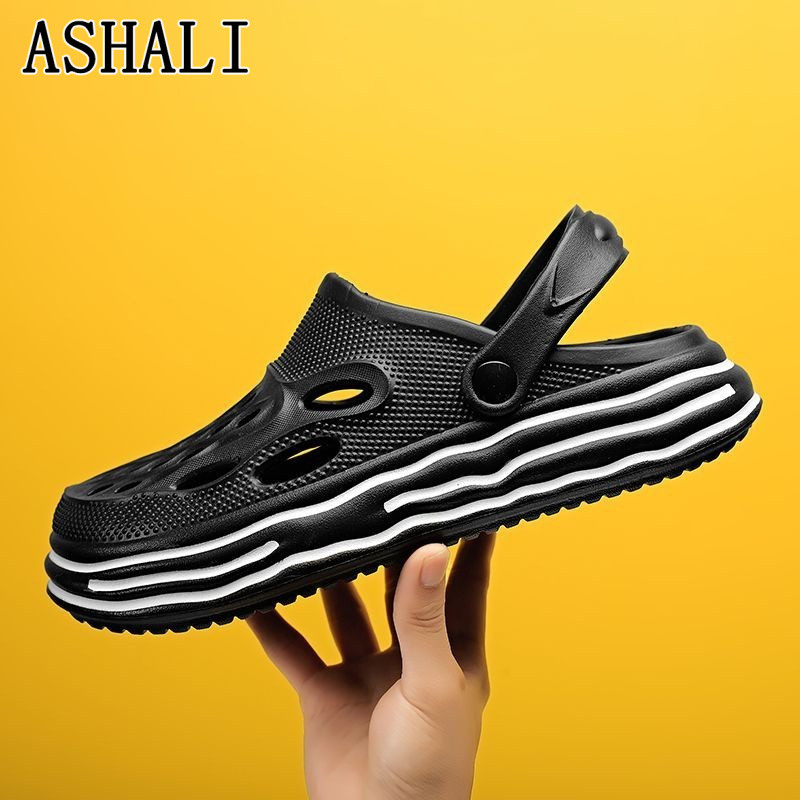 ASHALI Dép Sandal Đế Mềm Dày Đục Lỗ Chống Trượt Thời Trang Đi Biển Cho Nam