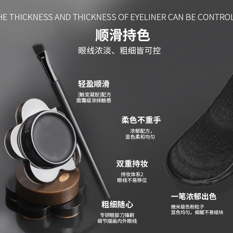 Bàn chải miễn phí ~ Phim tạo hình khô nhanh Họa tiết kẻ mắt tự nhiên lâu trôi không thấm nước Chống 