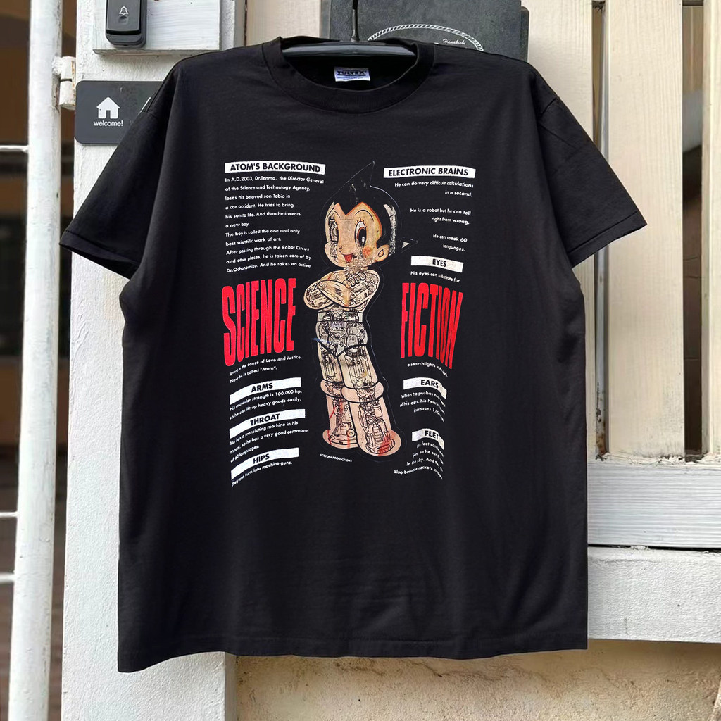 Astro Boy Iron Arm Astro Boy Hoạt Hình Anime Mỹ In Hình Áo Thun Nữ Tay Ngắn Vintage Cặp Đôi Nửa Tay