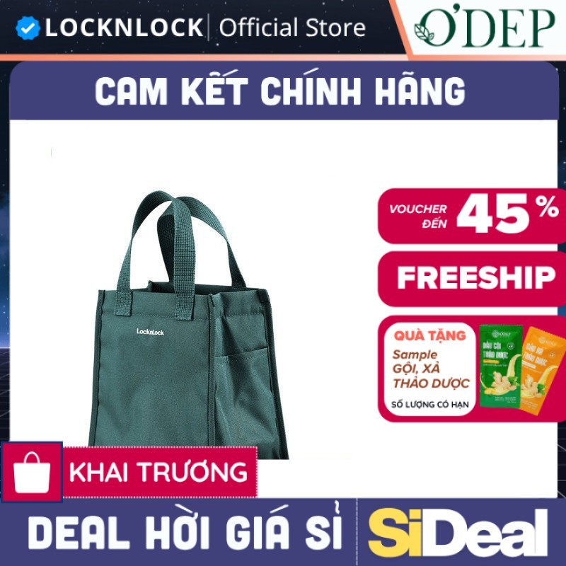 Túi đựng bộ hộp cơm LocknLock Daily Cooler Bag, Hàng Chính Hãng, Màu xanh lá HWB820 HWB820GRN - SIDE