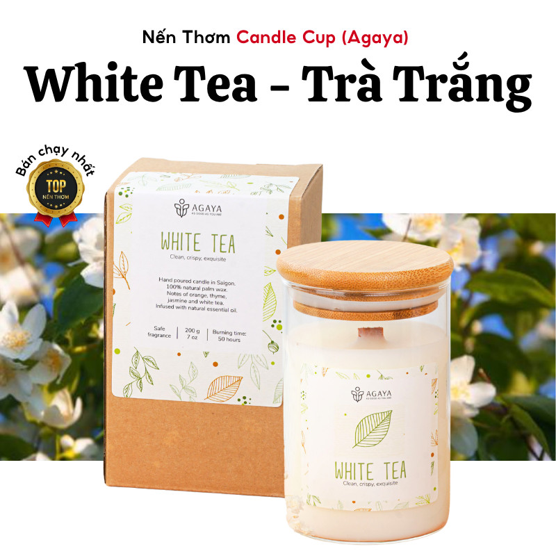 Nến Thơm AGAYA, Nến Thơm Hương Hoa Candle Cup, Trong Lành Tươi Mát Ngọt Thanh - Mùi White Tea