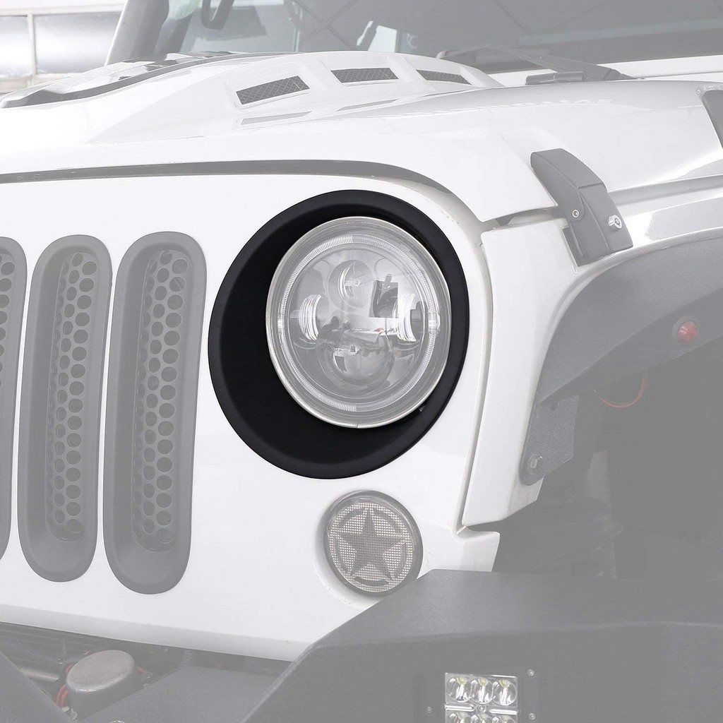U-Box Wrangler Đèn Pha Viền Nắp Chèn Mờ Màu Đen Pha Viền Tương Thích Với Wrangler JK & Unlimited 200