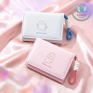 Ví Gấu Dễ Thương Nữ 3 Gấp Tiện Lợi – Da Pu Mềm Mịn Họa Tiết Cute Phong Cách Hàn Mới