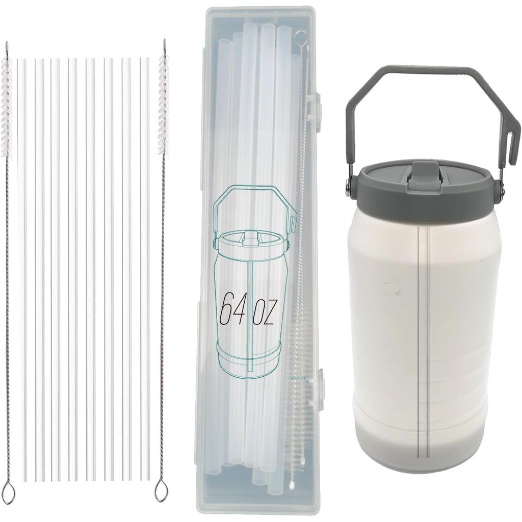 8 Ống Hút Có Thể Tái Sử Dụng Cho Máy Bay Stanley 64 oz IceFlow Tumbler | Phụ kiện Stanley với 2 cọ l