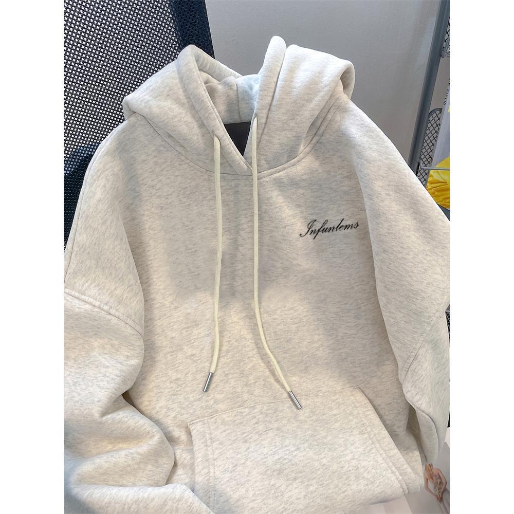 Streetwear style double printed hoodie, oversized loose form, thick warm fleece, high-end high stree