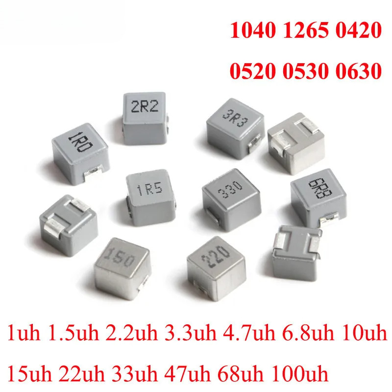 10 Chiếc SMD Đúc Điện Cuộn Cảm 1040 1265 0420 0520 0530 0630 0650 1UH 6.8UH 10UH 15UH 22UH 33UH 100u