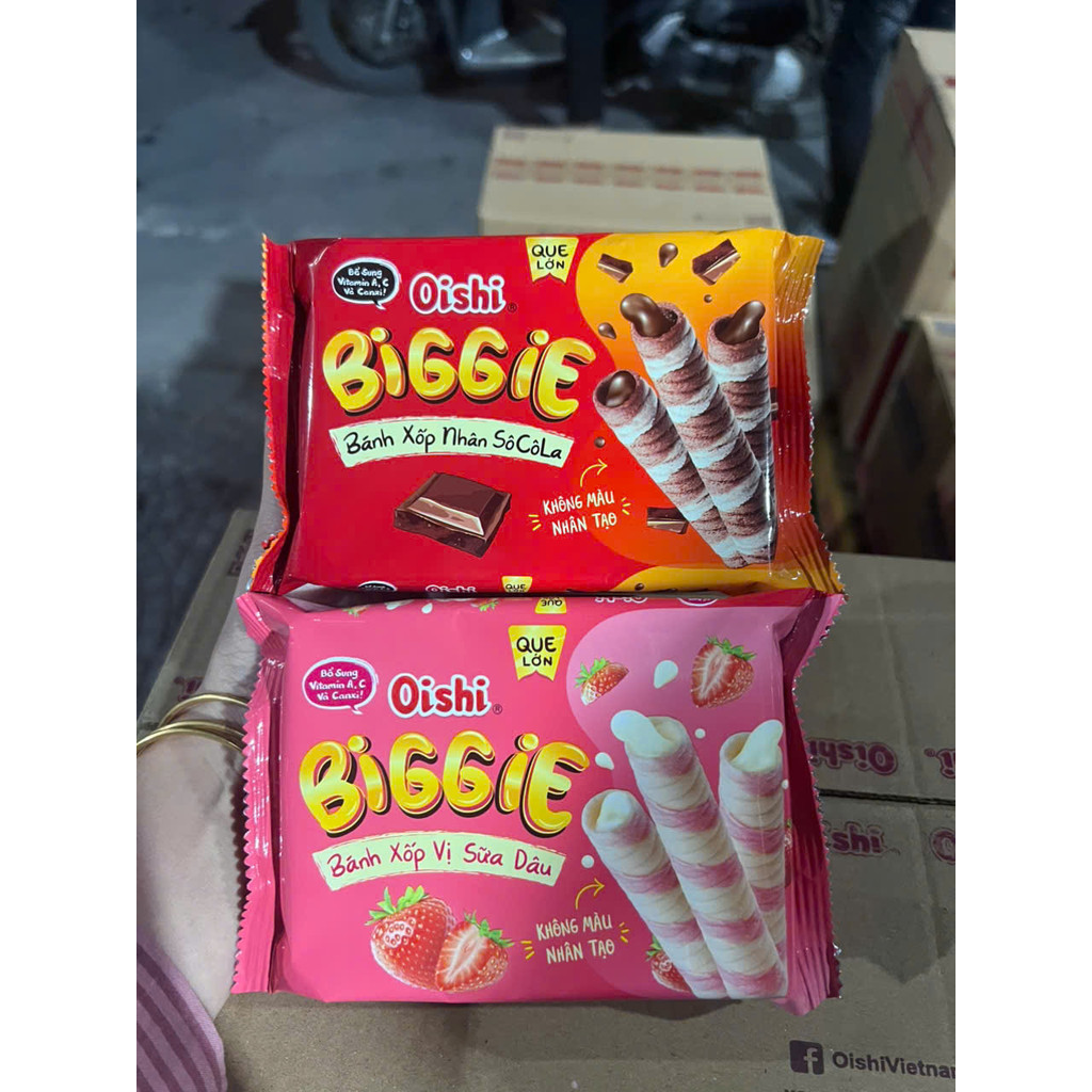 THÙNG 20 GÓI Bánh Quế Biggie Oishi 45gr - Với 2 Hương Vị Quốc Dân
