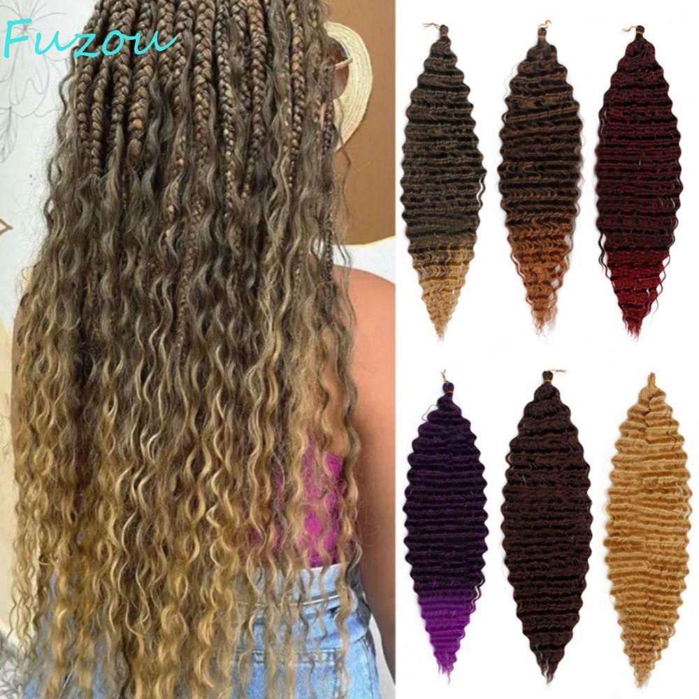 FUJIOU Deep Wave Crochet Hair, Ombre Afro Curls Passion Twist Braid Hair Extension, Fluffy Water Wav