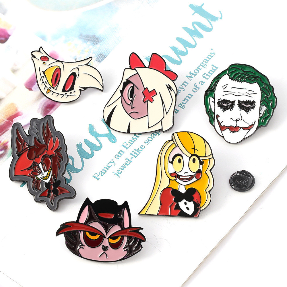 Spot Goods#Sislet Clown Hazbin Hotel Hell Inn Brooch Halloween Series Metal Badges1216hw