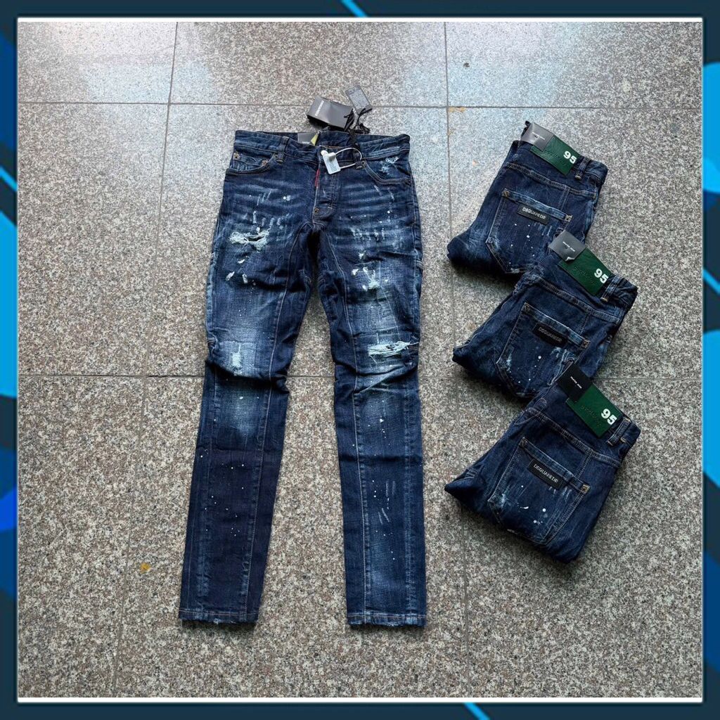 Quần jean nam DSQ xanh fom biker hàng Quảng Châu