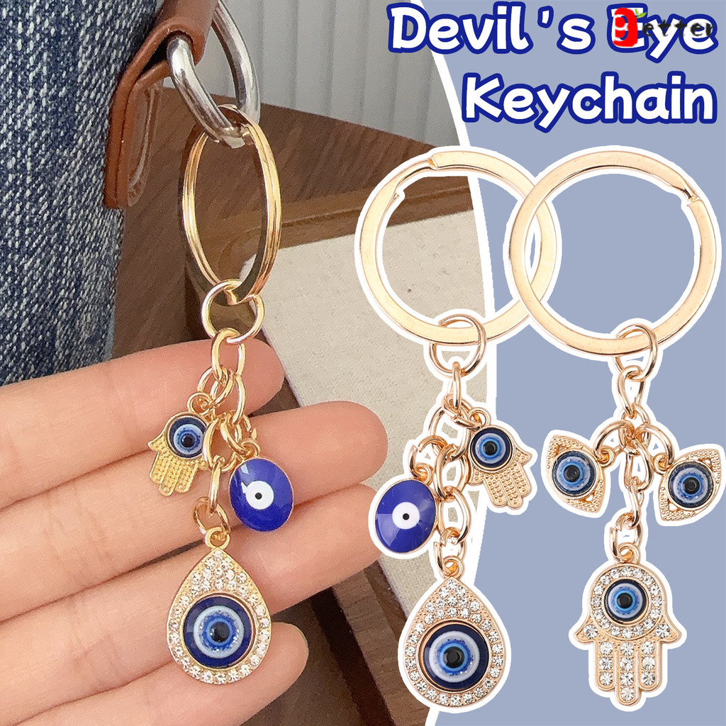 Lucky Evil Eye Blue Hand Fatima Evil Eye Mặt dây chuyền Móc khóa Móc khóa Màu bạc Móc chìa khóa dành