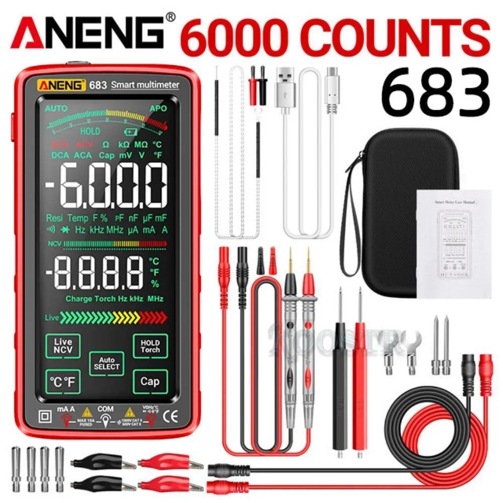 ANENG 683 Đồng Hồ Vạn Năng Thông Minh Kỹ Thuật Số 6000 Đếm Màn Hình Màu Lớn AC / DC Ampe Kế Điện Áp 