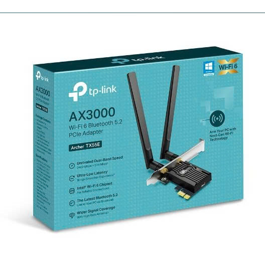 Card thu Wifi 6 + Bluetooth 5.2 TP-LINK TX55E PCIE AX3000 Chính hãng