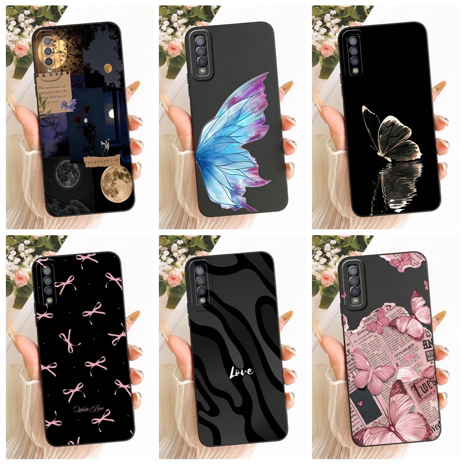 Ốp Lưng Cho Samsung Galaxy A7 2018 / A9 2018 Ốp Điện Thoại A750F A920F Bướm Thời Trang Silicon Mềm B