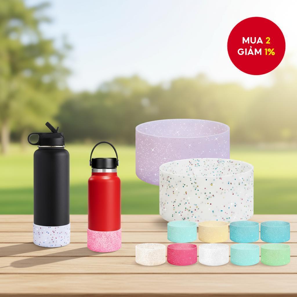 Bling Glitter Silicone Sleeve Boot Cover dành cho bình nước Aquaflask Hydro Flask 12oz-24oz 32/40oz 