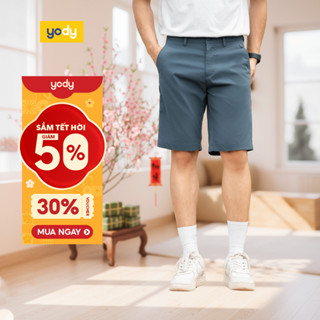    Quần sooc nam súp sườn YODY ống đứng trẻ trung vải kaki dáng lửng ngang gối QSM5019 