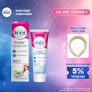   MỚI  Kem tẩy lông Veet Pure cho da nhạy cảm hộp lớn 100g tiết kiệm công thức Pure cải tiến 
