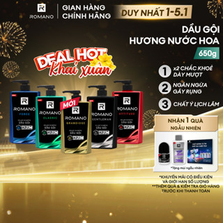  Dầu gội nam Romano hương Nước hoa nam Classic  Force  Attitude  Gentleman 650g chai 