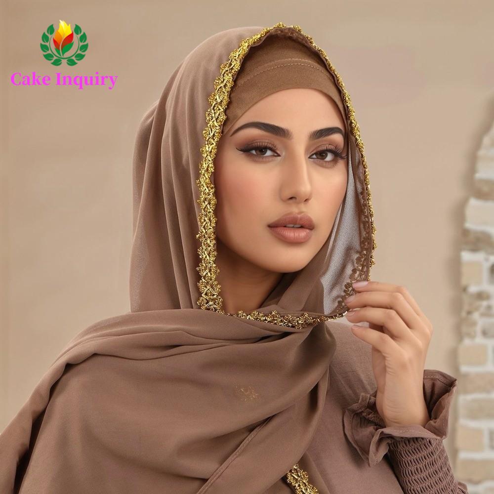 SAHRAI Hijab lễ Eid al-Fitr, chất liệu voan mềm mịn, thoáng khí, thiết kế màu đơn sắc với họa tiết t
