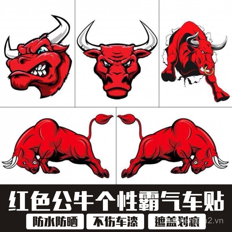 3 Nhãn dán Red Bull Bull ba chiều Vỏ trầy xước sáng tạo ZDJK