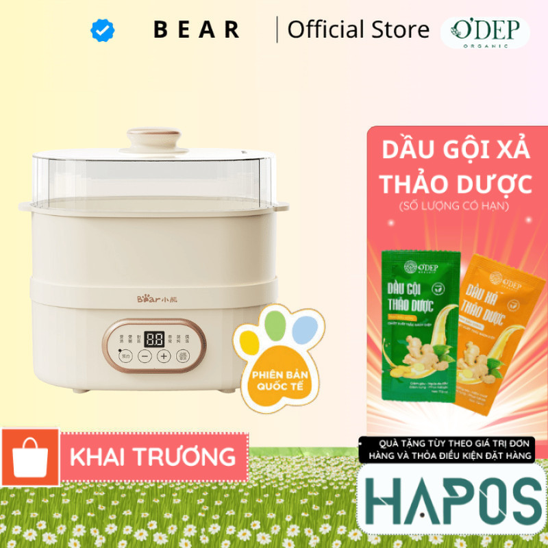 Nồi nấu chậm 1L đa năng Bear DDZ-C10V1 - Hàng chính hãng - HAPOS HEL