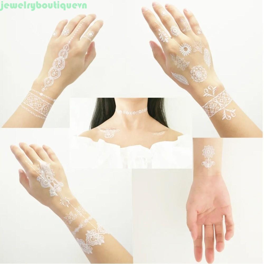 Nhãn dán hình xăm henna tạm thời JEWE Henna, đề can chuyển nước trắng, phù hợp làm nghệ thuật body a