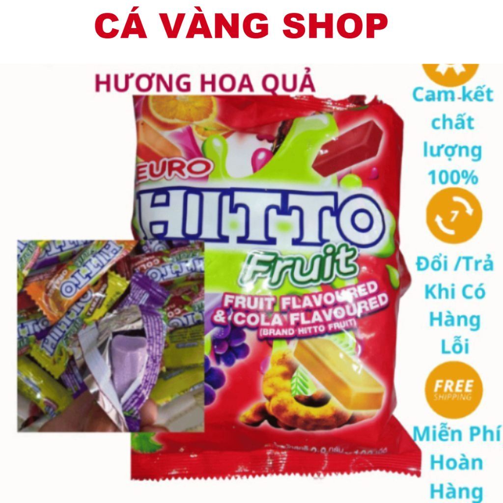 (SALE LỚN) Kẹo Hitto chuẩn Thái Lan vị bạc hà, hoa quả gói 100 cái, Kẹo mềm Euro Hitto Thái Lan. .