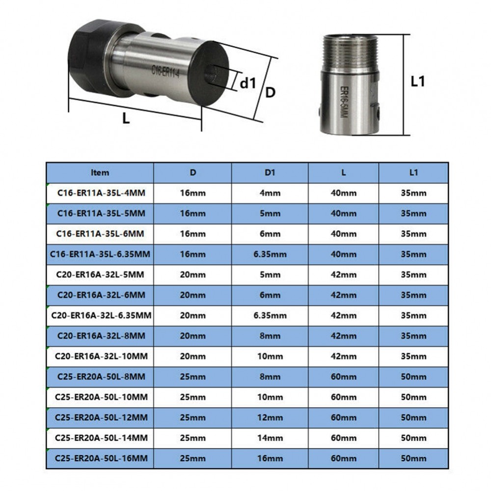 [COD] Motor Shaft Collet Toolholder Steel Chuck ER11 ER11 ER16 ER20 ER16 ER20A