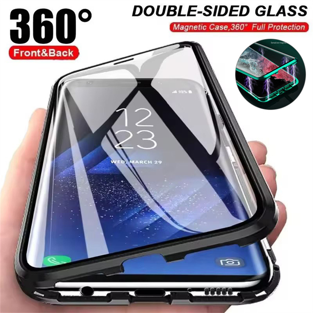 360° Ốp lật từ tính bằng kim loại bảo vệ toàn diện cho Samsung Galaxy S23 Ultra S22 Ultra S23 FE S23