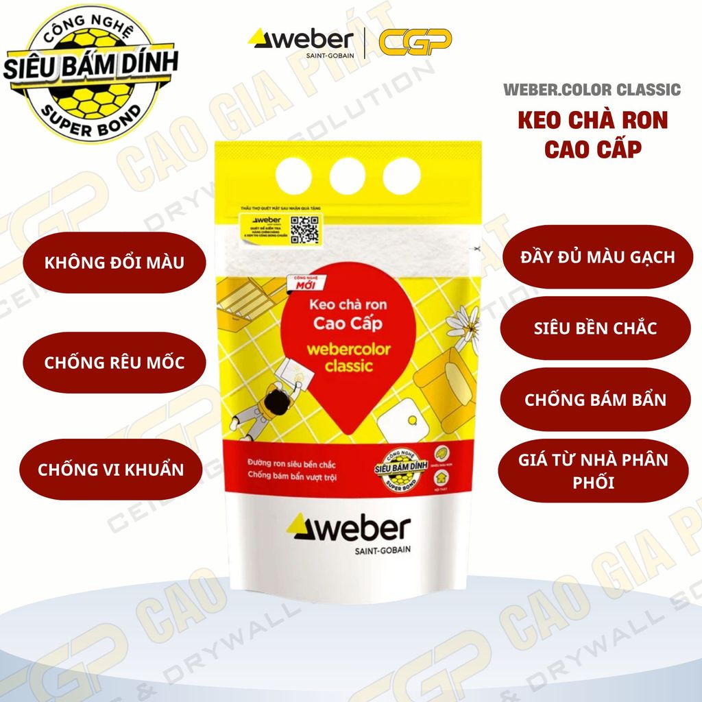 [COMBO 5 TÚI 5 KG] Keo Chà Ron Weber.Color Classic (ĐỦ MÀU) (Loại Thông Dụng Của Weber) Ron Gạch Nền