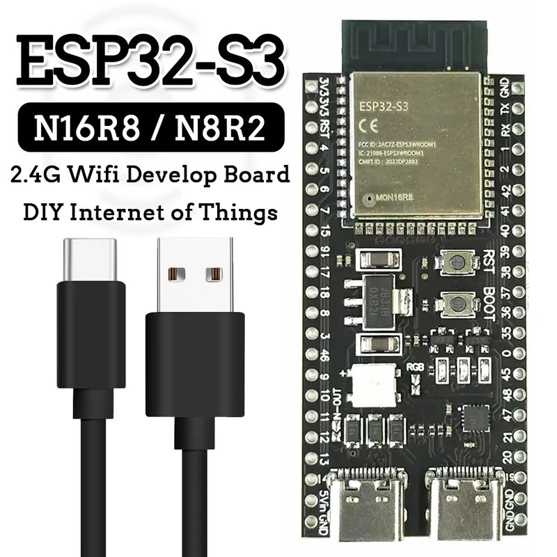Bảng phát triển ESP32-S3 Mô-đun Wifi 2.4G cho Arduino ESP IDF ESP32-S3WROOM1 N8R2 N16R8 44Pin Type-C