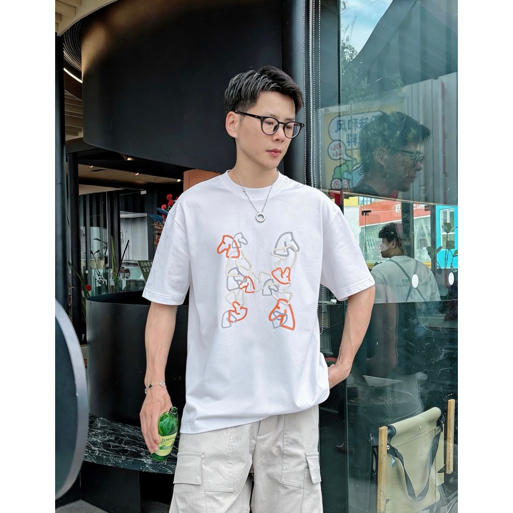 Hermes 2026 Áo Thun Nam Tay Ngắn Thiết Kế Ren Bên Trong, Họa Tiết Cơ Bản, Thời Trang Spring Streetwe