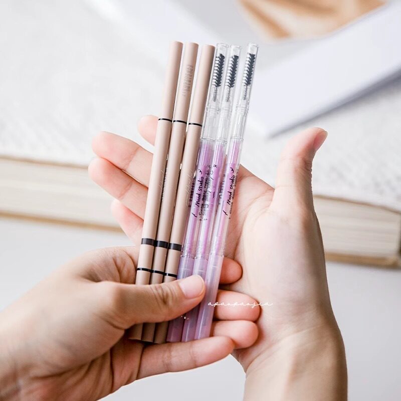 chì kẻ lông mày kẻ lông mày FLORTTE FLORTTE Bút chì kẻ mày siêu mịn hai đầu Bột lông mày chống thấm 