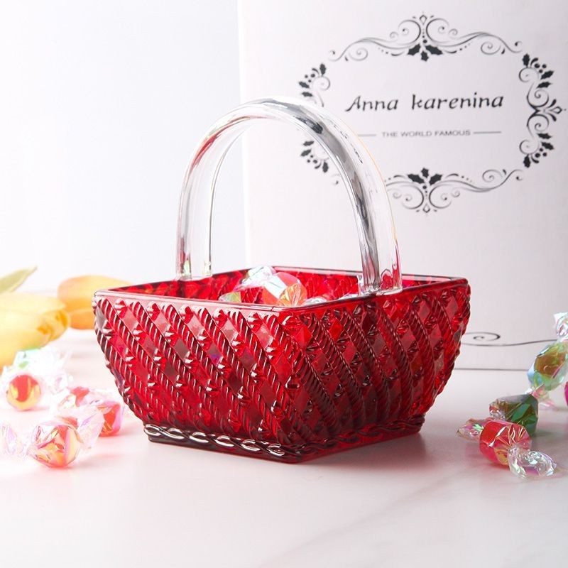 Red Crystal Glass Sugar Trái cây Đĩa