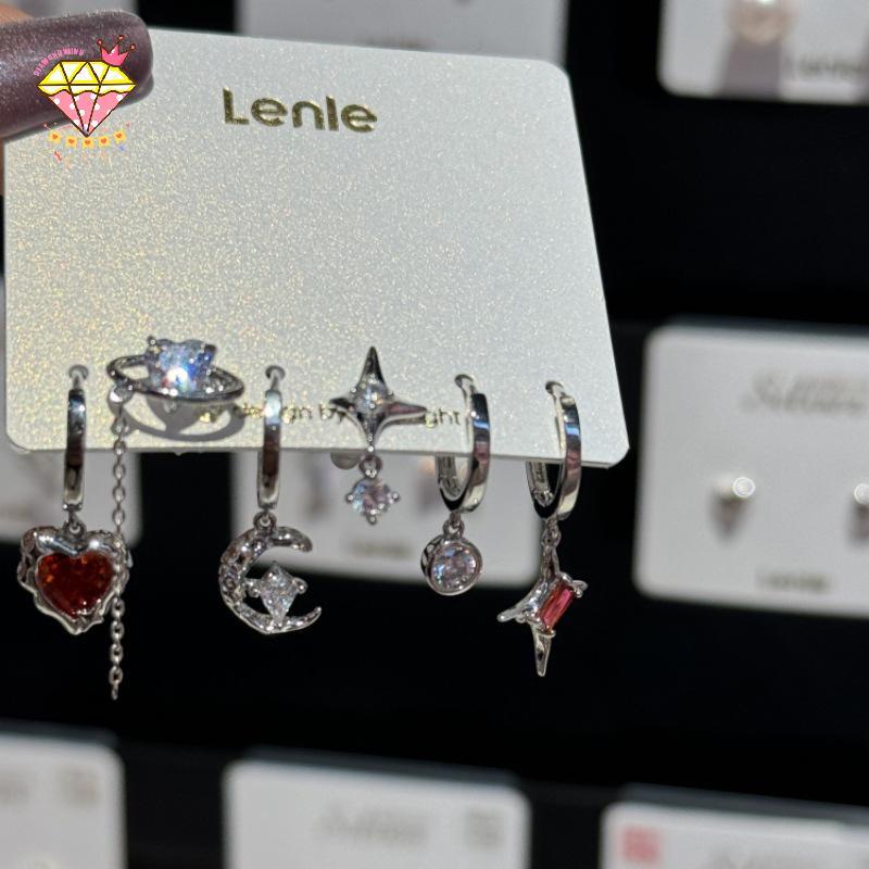 [DiamondWind] Bộ 6 Piece Goth Punk Vintage Crystals - Vòng cổ và Hoop Earings, Phù hợp Nam/Nữ, Phụ k