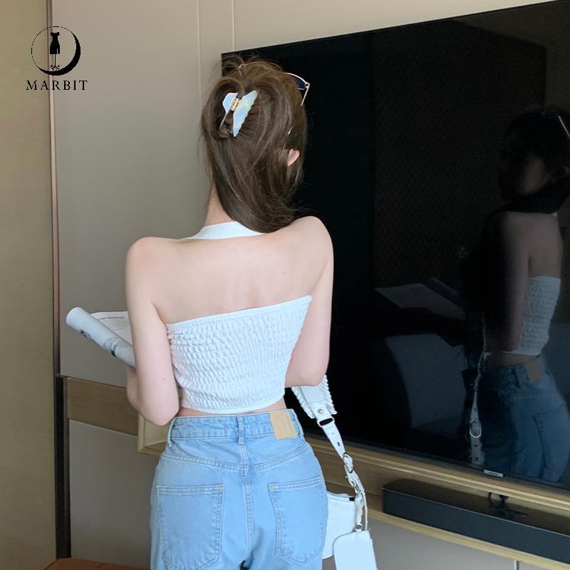 Marbit American Y2k Sweet Hot Girl Tube Top Dây Cổ Camisole Cho Nữ FHS