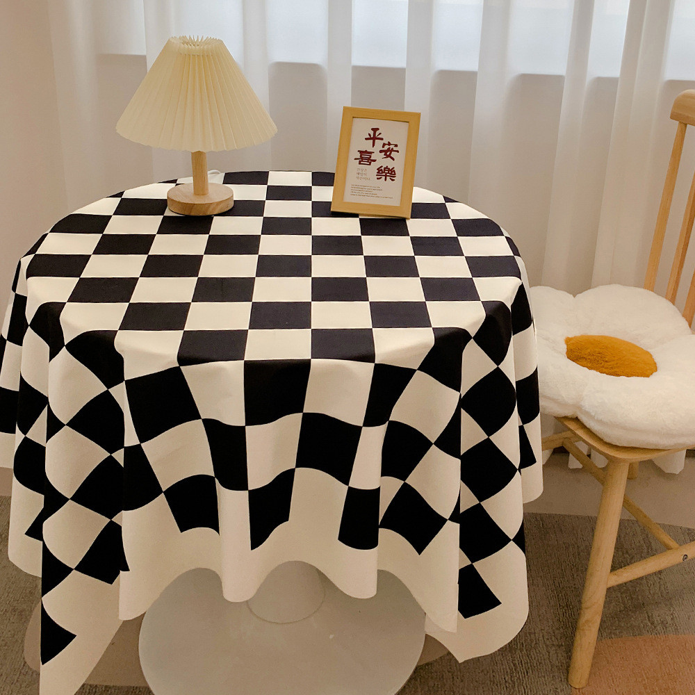 A.Checkerboard Khăn Trải Bàn ins Ánh Sáng Sang Trọng Cao Cấp Cảm Giác Ảnh Sinh Viên Ký Túc Xá Bàn Tr