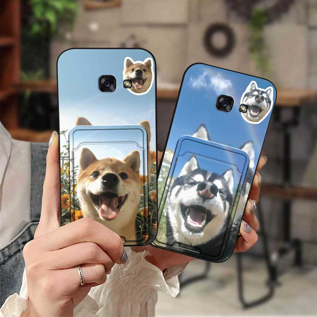 Chó Tản Nhiệt Samsung Galaxy A7 2017 / A720 Ốp Điện Thoại Thẻ ID Hoạt Hình Dễ Thương Đựng Thẻ Thú Cư