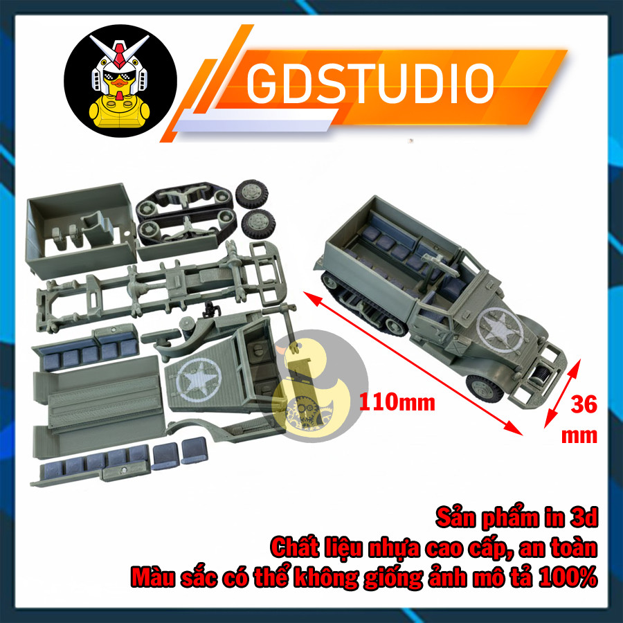 Mô Hình Xe Tải M2A1 HALF-TRACK 1:64 Đồ Chơi Lắp Ráp Xe Tải M2A1 HALF-TRACK In 3D