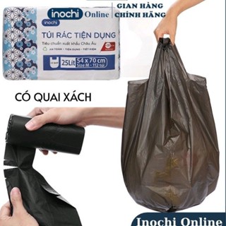 Ikishop_Túi rác tự huỷ sinh học Inochi có quai tiện dụng dạng cuộn nhiều màu, mùi hương dài và dai hơn 20% chính hãn