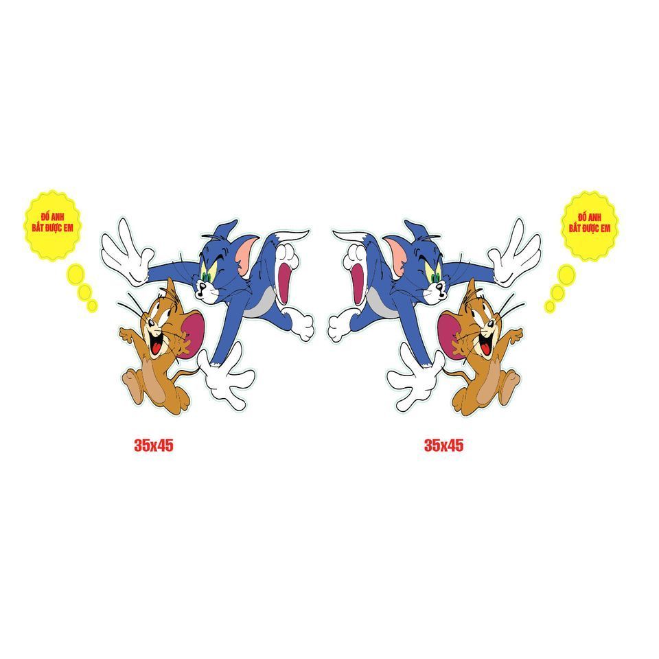 Tem Tom&Jerry , tem phản quang 7 màu. Tem dán xe vui nhộn, tinh nghịch.. SL 1 đôi