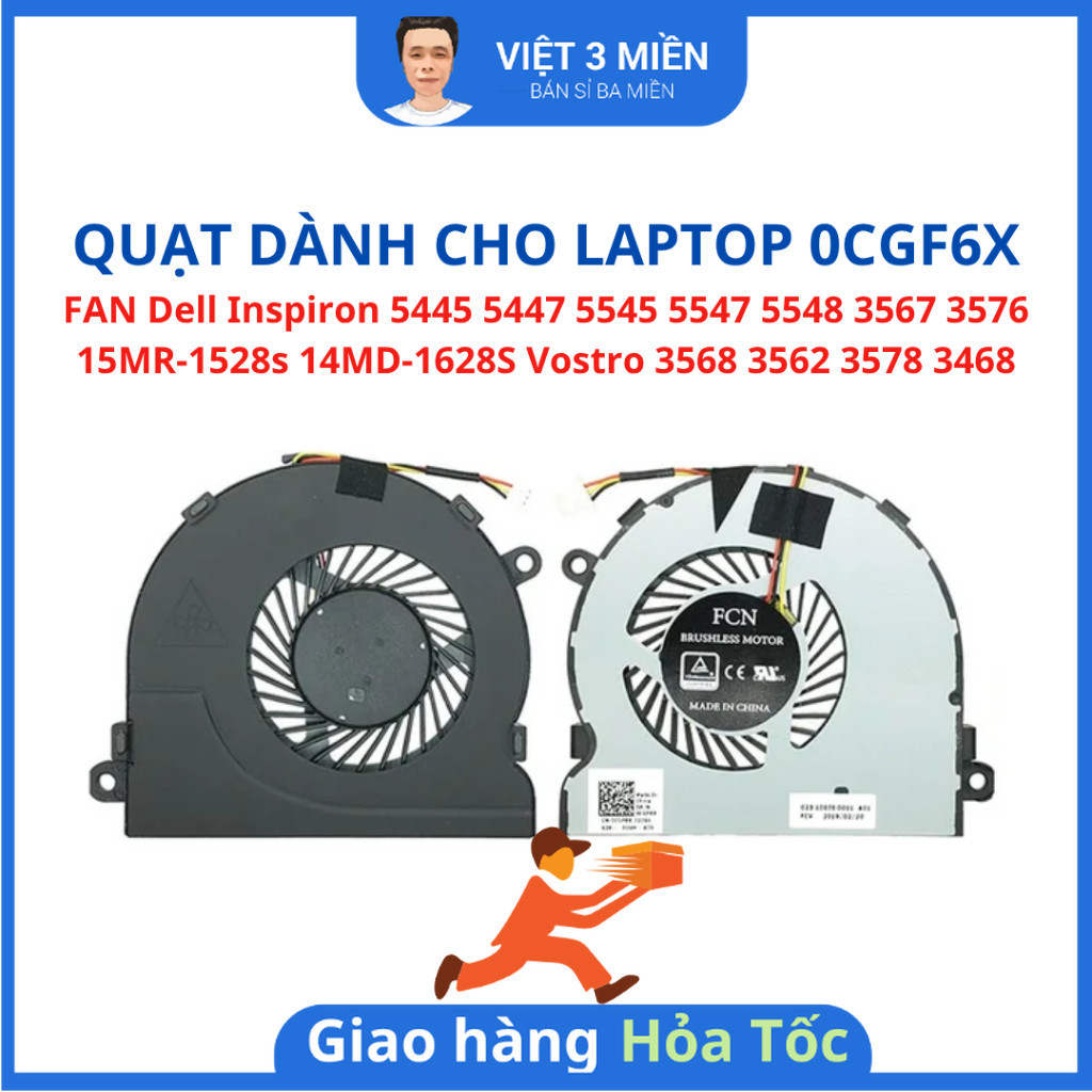 FAN Quạt tản nhiệt Laptop Dell Inspiron 5445 5545 5547 5548 Vostro 3568 3562 3578 3468 0CGF6X CGF6X