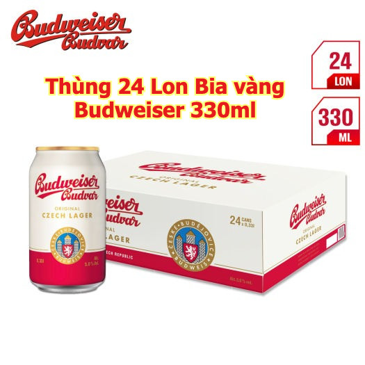 [Có Hỏa Tốc] Thùng 24 Lon 330ml Bia Vàng Budweiser Budvar Original 5% Tinh Hoa Bia Tiệp Truyền Thống