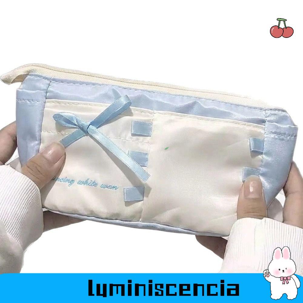 Túi đựng bút LUMINISCENCIA, Nơ Ribbon Bút chì dung lượng lớn, Túi văn phòng phẩm phong cách múa ba l