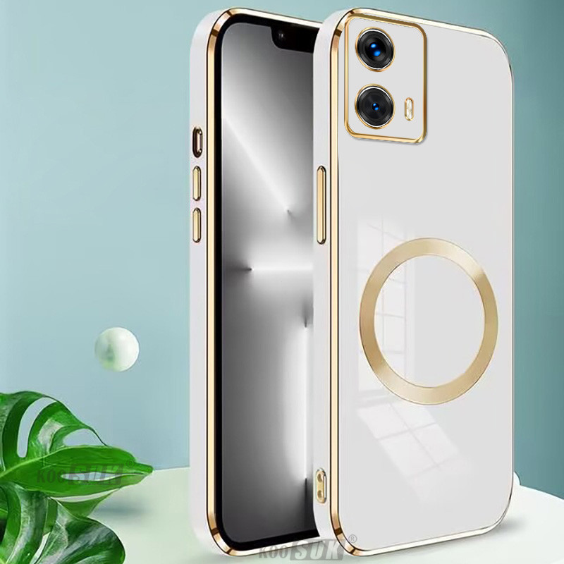 Ốp Lưng Cho Motorola MOTO G53 G53j G53y 5G XT2335-2Straight Edge Sáng Mạ Điện Từ Nhẫn Mềm TPU Vỏ Điệ