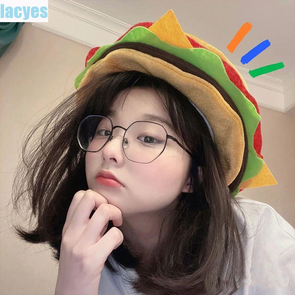 LACYES Trang Trí Mũ Burger, Sáng Tạo Dễ Thương Burger Mũ Đội Đầu, Quà Tặng Mềm Mại Thoải Mái Ngộ ngh