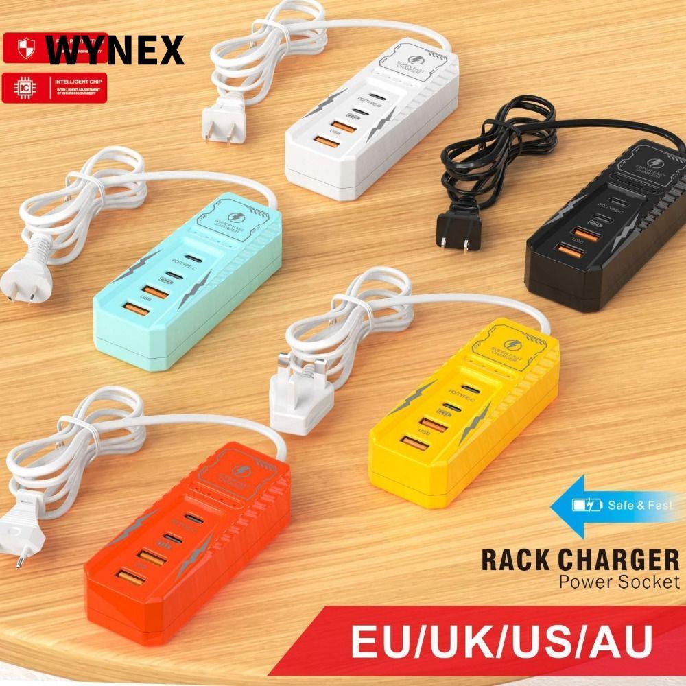 Ổ cắm sạc USB WYNEX, 4 cổng 2PD + 2USB Dải nguồn điện thoại, Sạc nhanh EU US Cắm nhiều cổng sạc tườn