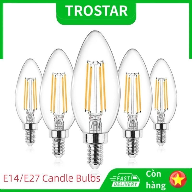 TROSTAR Bóng đèn LED nến E14 E27 công suất tương đương 60 Watt, 550 Lumen, bóng đèn nến trắng ấm