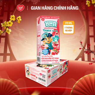  Kun Sữa chua uống hương Kem Dâu có Thạch thùng 48 hộp x 170ml 